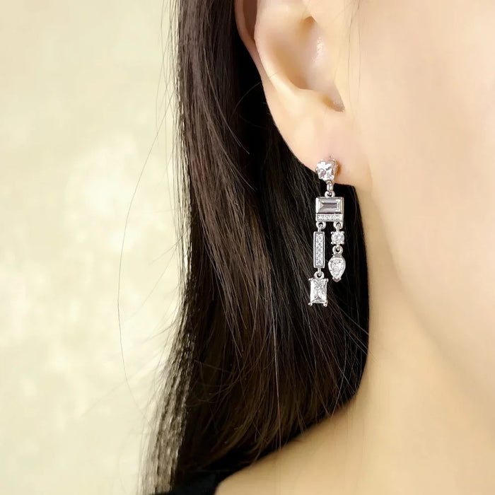 925 Sterling Silver Stunning White Mix Drop Earrings Chandelier Jewelry For Women