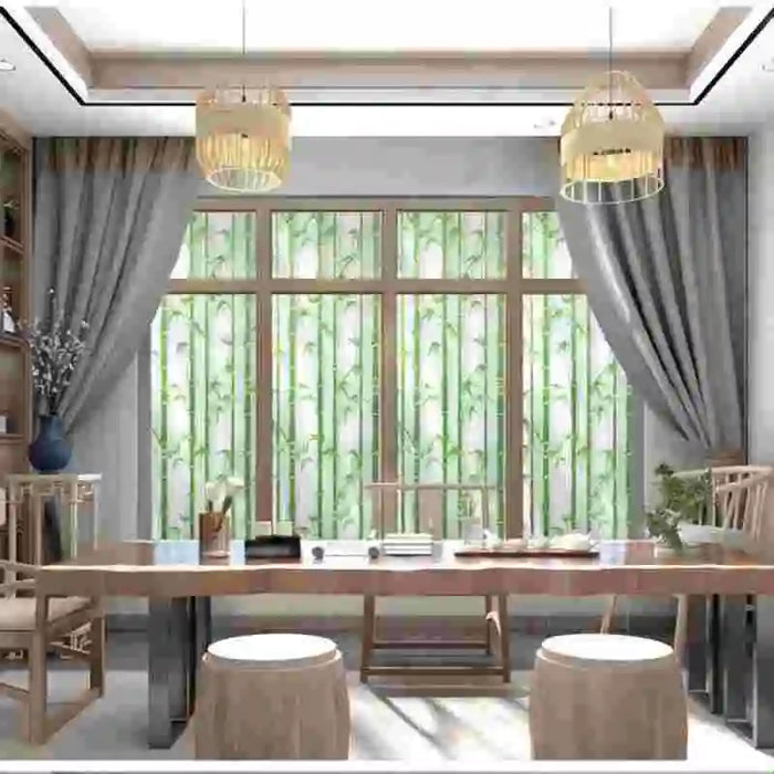 Frosted Bamboo Window Film - No Glue Removable Privacy & Decorative - Office & Home