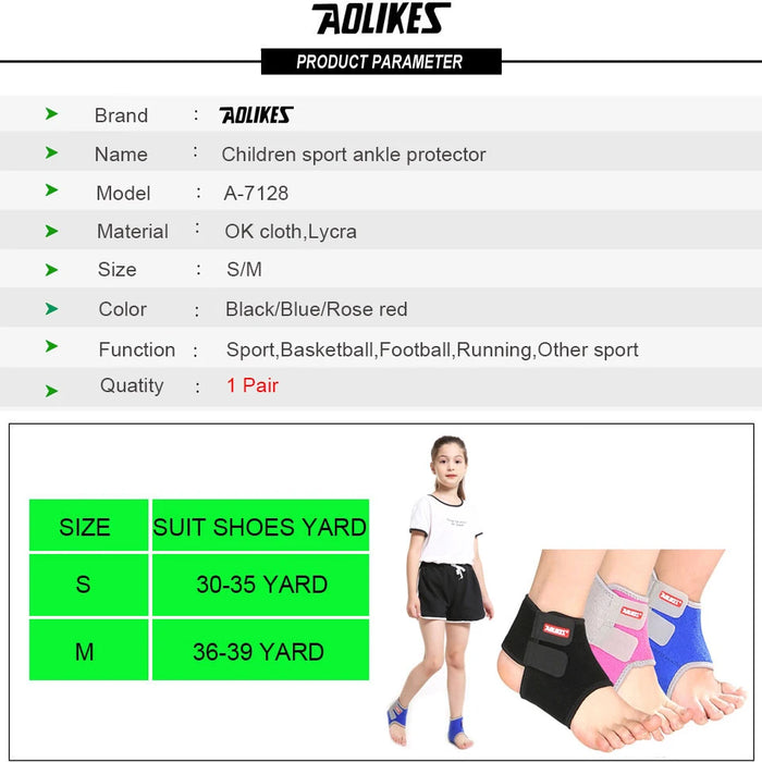 Pair of Kids Ankle Strap For Cycling Running Gym Ankle Brace Support For Children Boy / Girl Sport Protector Tobillera