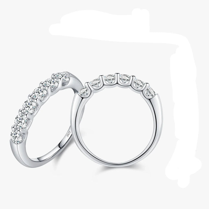 925 Sterling Silver Round Moissanite Eternity Band