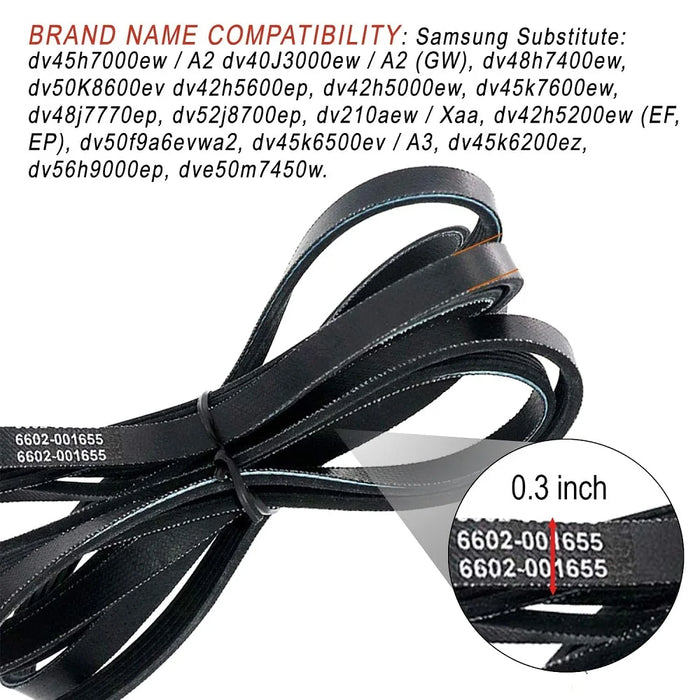 6602-001655 Dryer Drum Belt For Samsung Dryer 5Ph2337 935594 6602-001314 Ps4133825 Ap4373659 6602-001314 1935594 Lb1655