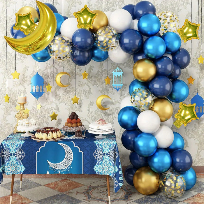 65Pcs Blue Balloon Garland Arch Set Suitable For Birthday Parties Anniversary Celebrations Ramadan And Other Festive Decorations