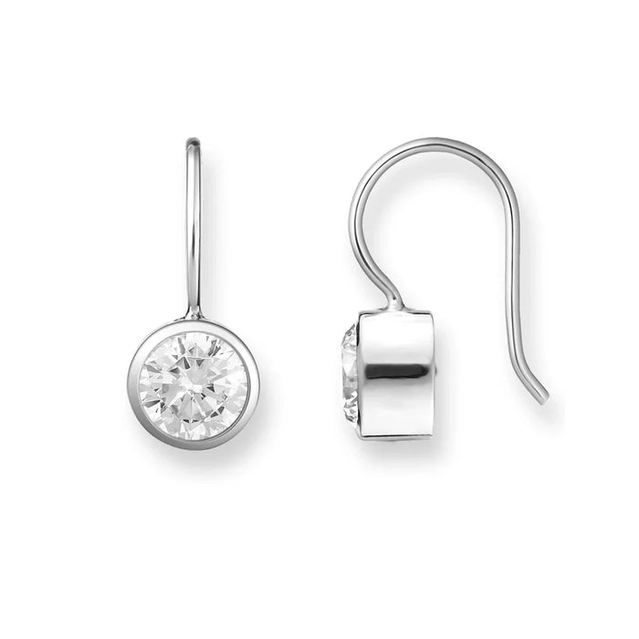 925 Sterling Silver Round Swan Neck Drop Earrings For Women European Style Fine Jewelry