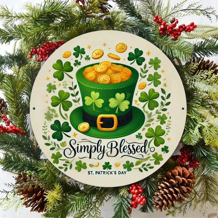 8-Inch St. Patrick'S Day Metal Wall Decor With Leprechaun Hat & Shamrock