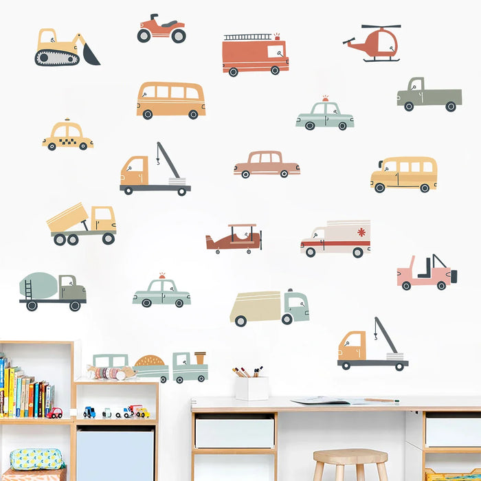 Cartoon Construction Truck Wall Sticker For Kids Room Decor