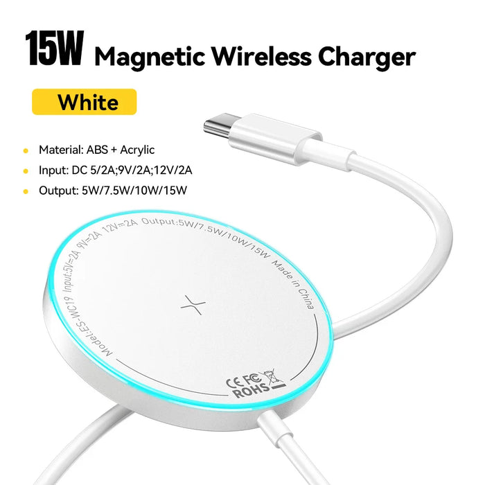 15W Magnetic Wireless Charger For Iphone 16 15 14 13 Pro Max Magnet Induction Charger For Macsafe Wireless Charging Pad