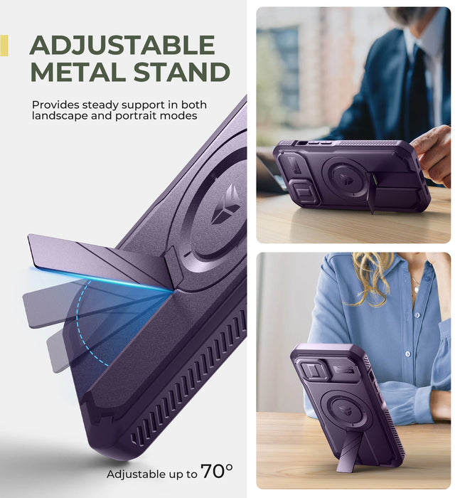 For Iphone 15 Case Rugged Armor Shockproof Bumper Case Holder With Built-In Sliding Camera Casebuilt-In Screen Protector