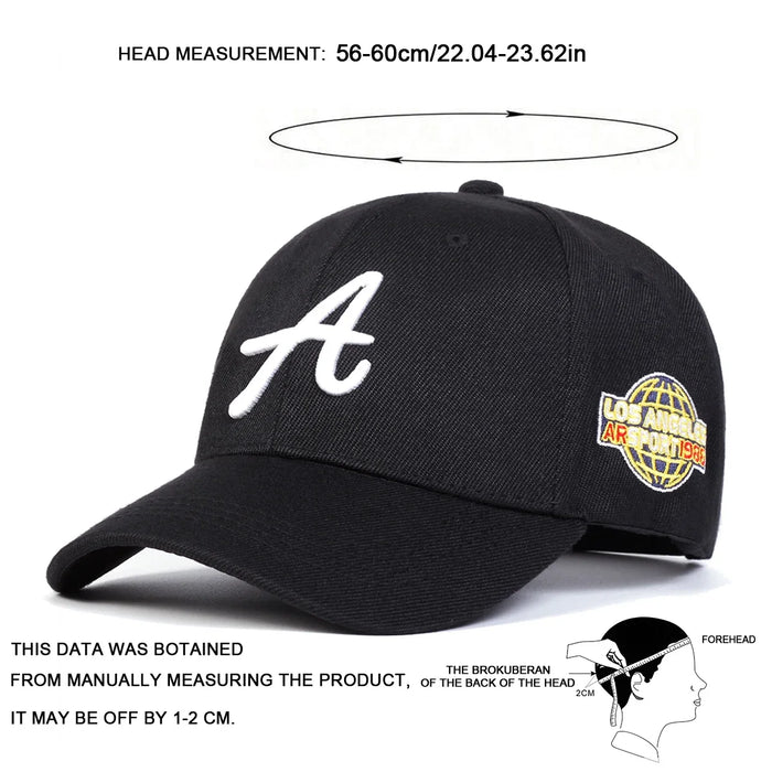 Embroidered A Letter Baseball Cap Adjustable Sun Hat