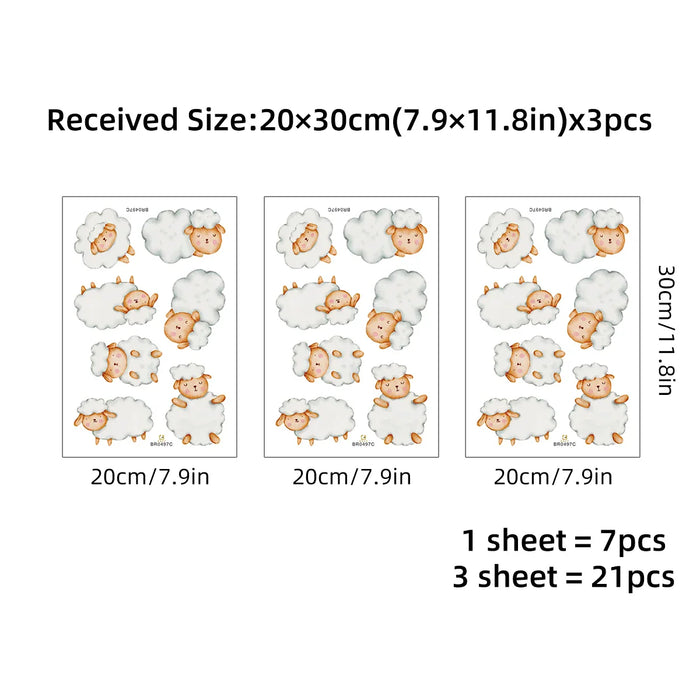 3 Piece Adorable Sheep Wall Stickers For Kids Room Decor