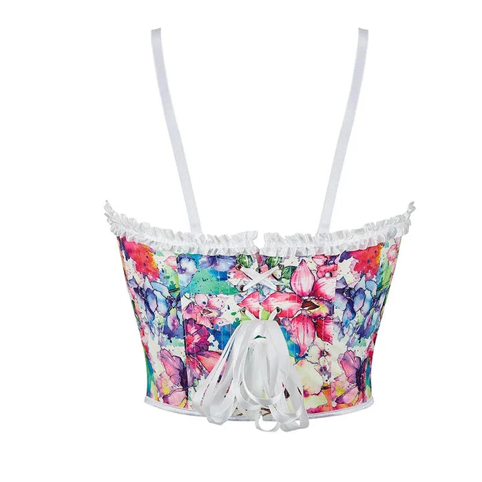 Summer Lace Trim Bustier Corset Plus Size S-Xxl Spaghetti Strap Cropped Top