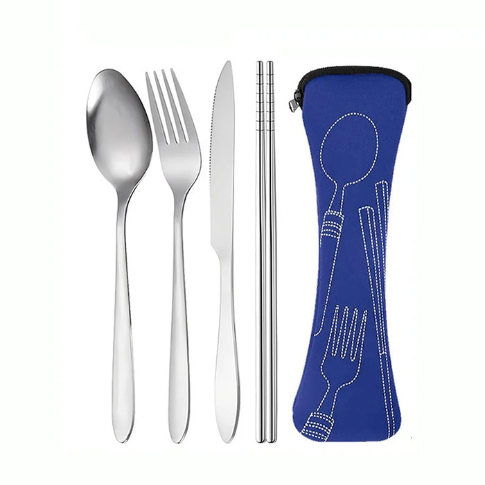 4 Piece Stainless Steel Cutlery Set For School Travel Camping Work