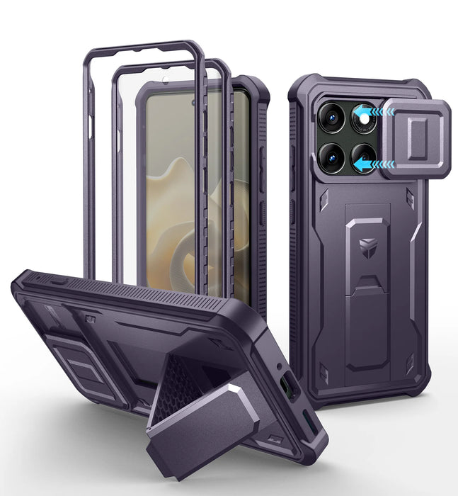 For Motorola Moto Edge 2025 Kickstand Heavy Duty Protection Shockproof Phone Case With Built-In Magnetic Slide Camera Case