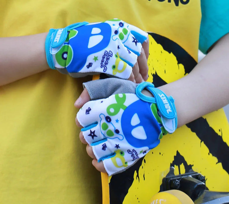 Child Cycling Gloves Half Finger Sports Gloves For Boys & Girls Fits Mountain Bikes & Skateboards Kids Bicycle Gloves