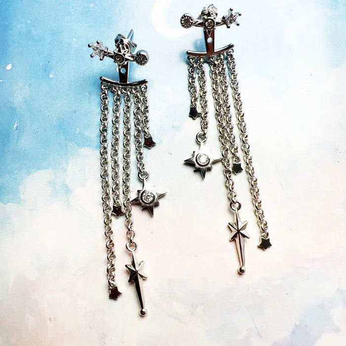 925 Sterling Silver Dreamy Star Drop Earrings Romantic Gift For Women