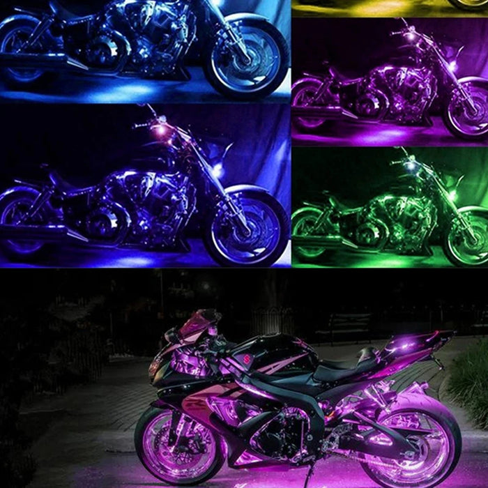12V Rgb Led Motorcycle Car Atmosphere Foot Light Remote Control Waterproof Sound Control