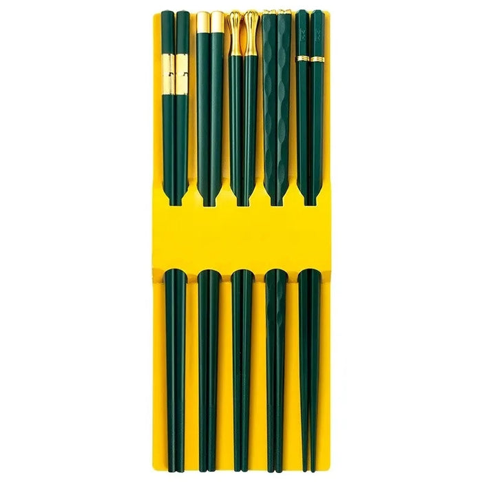 5 Pairs Korean & Japanese Alloy Chopsticks Reusable Sushi Sticks