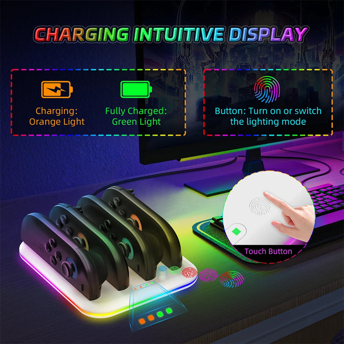 For Switch 2 Charging Dock Station Led Indicator Joy-Con Controller Charging Stand Charger For Nintendo Switch 2 Charger Stand