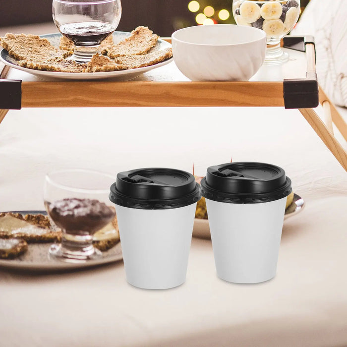 50 Disposable Coffee Cups Insulated Double Layer Paper Milk Tea Cafes Parties