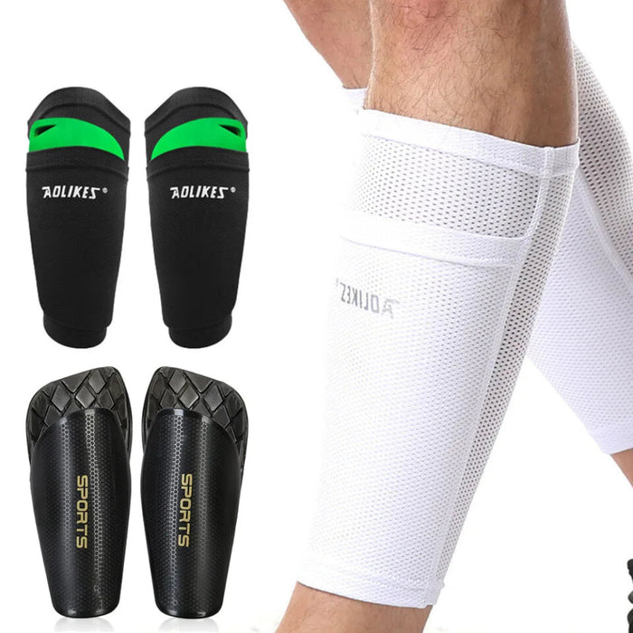 Pair of Adult / Kids Soccer Shin Guards Anti Sprain Knee Pads & Calf Sleeves