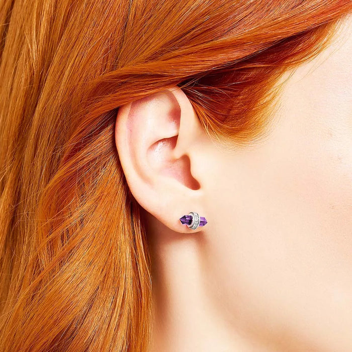 925 Sterling Silver Hexagon Stone Stud Earrings