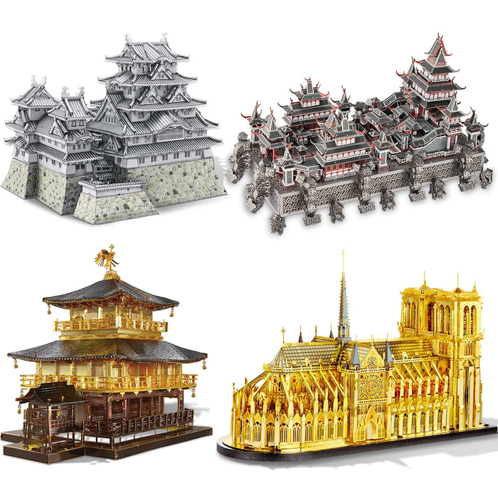 3D Puzzle Building Kit For Notre Dame & Himeji Jo Diy Metal House Toy