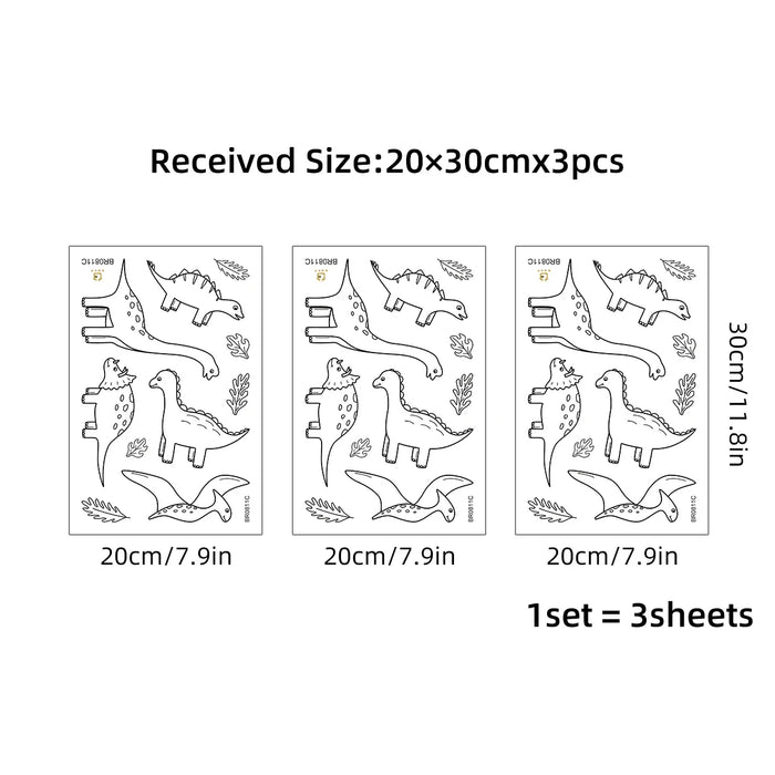 3 Piece Dinosaur Wall Sticker Set For Kids Room Decor
