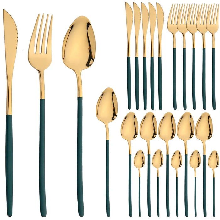 24 Piece Stainless Steel Cutlery Set For Kitchen Dining