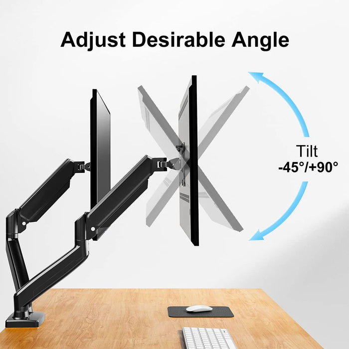 Dual Monitor Desk Mount Adjustable Height And Angle Monitor Arm Desk Stand Display Bracket For 13 To 32 Inch Computer Screens