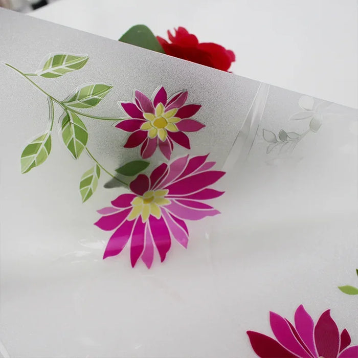 Privacy Window Film - Purple Chrysanthemum Pattern - Home & Office Glass Sticker