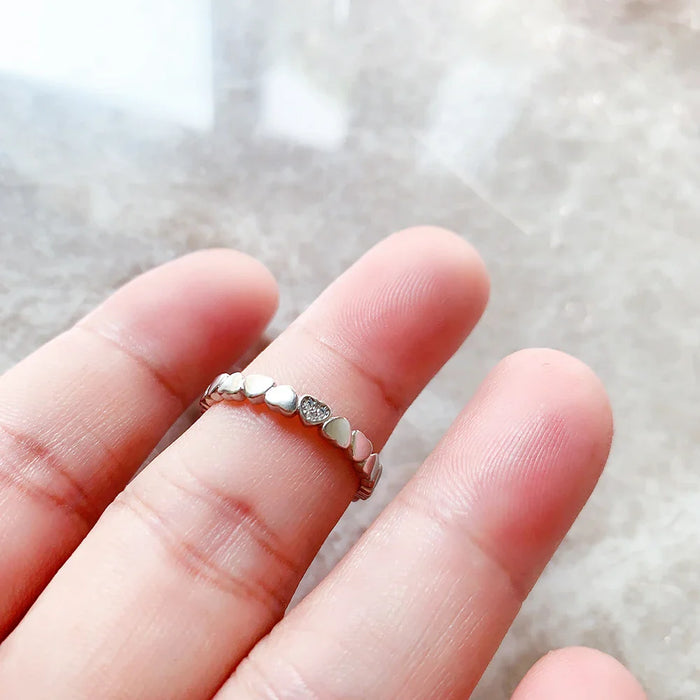 925 Sterling Silver Romantic Gift Hearts Ring Europe Style Fine Jewelry For Women