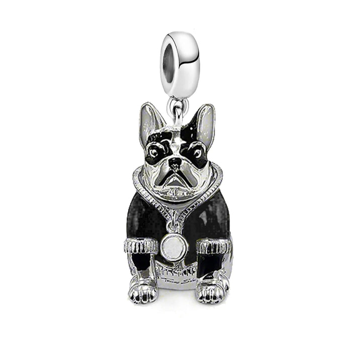 925 Sterling Silver Black Bulldog Pendant Trendy Animal Jewelry For Men & Women