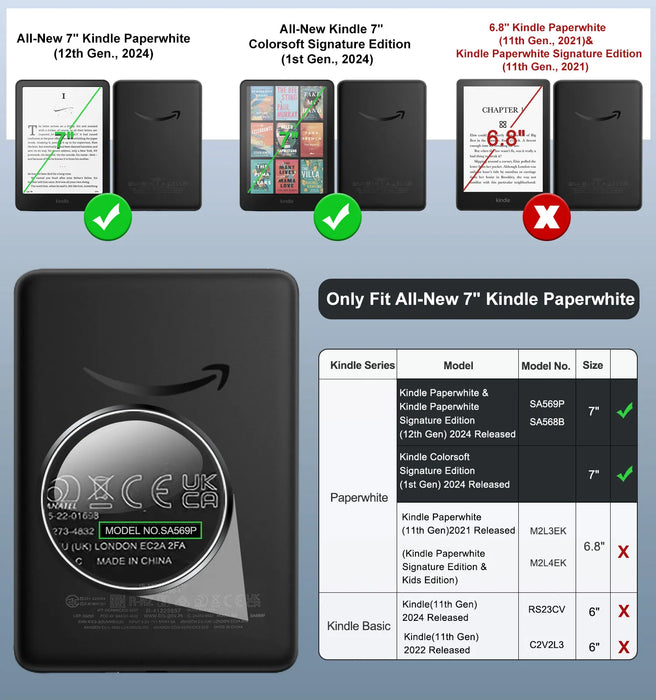 For 7 Inch Kindle Paperwhite 12Th Gen 2024 & Kindle Coloursoft Signature Edition 2024 Stand Magnetic Case