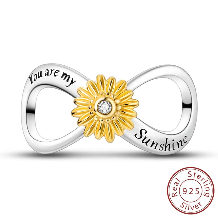 925 Sterling Silver Sunflower Charm Pendant Fits Bracelets Diy Gift For Women