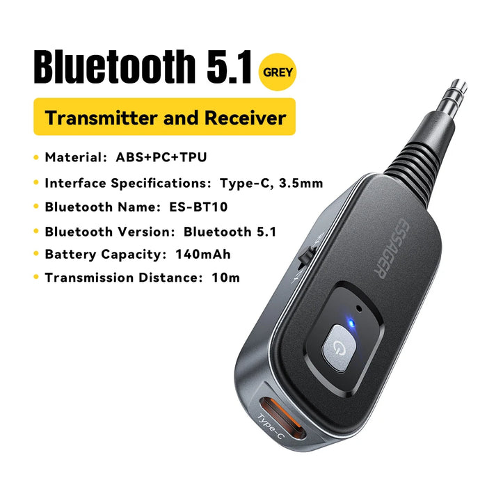 2-In-1 Bluetooth Audio Receiver Transmitter Wireless Bluetooth 5.1 3.5Mm Aux Audio Adapter Stereo For Earphones Tv Car