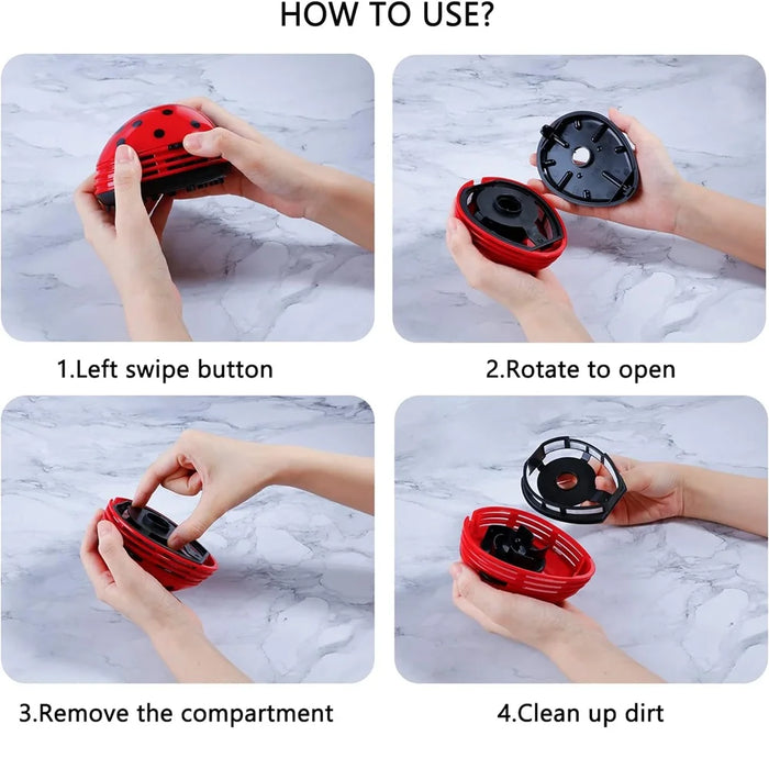 Cute Portable Beetle Ladybug Cartoon Mini Desktop Vacuum Desk Dust Cleaner For Keyboard