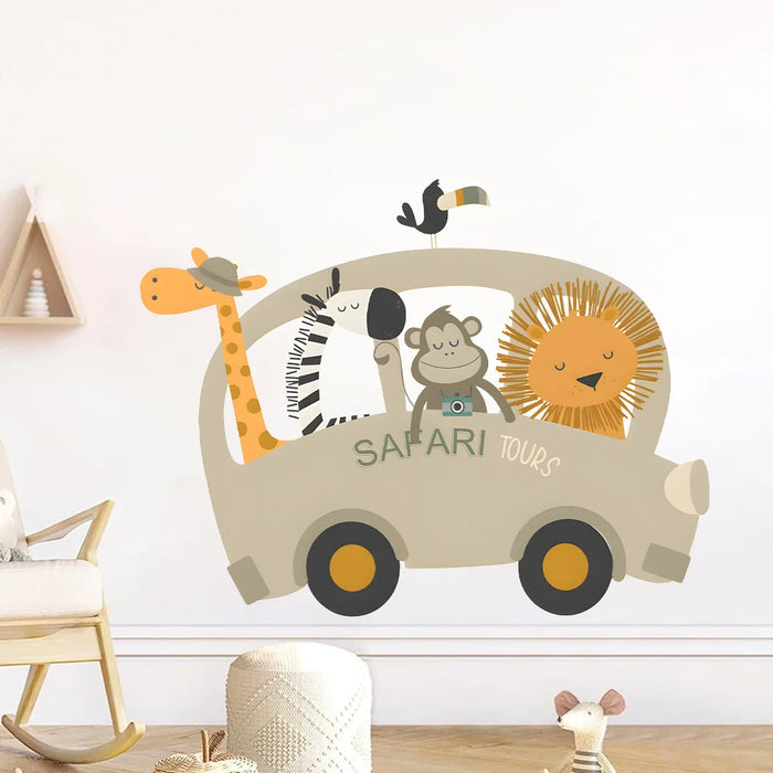 Adorable Giraffe & Lion Cartoon Wall Sticker Kids Room Decor