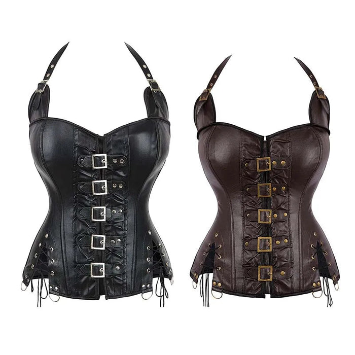Steampunk Corselet With Zip & Buckle Women Gothic Fishbone Corset