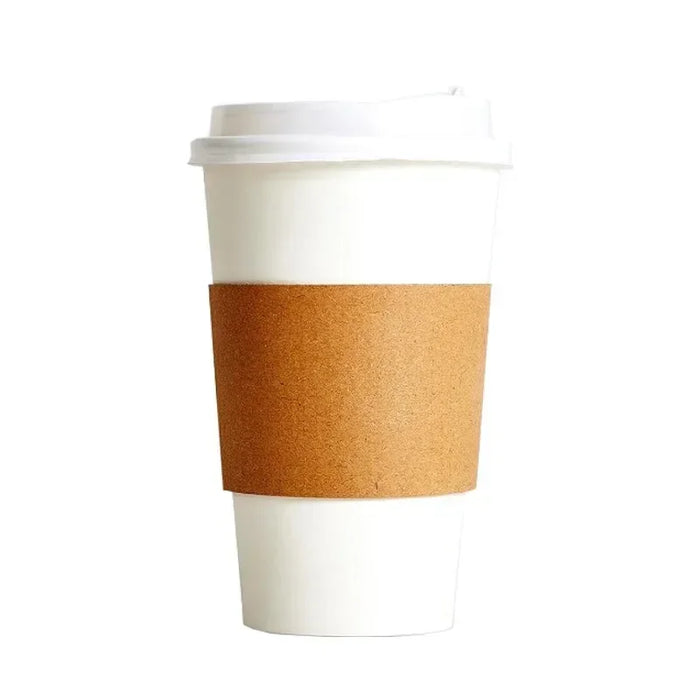 50 Pack 8 / 16Oz Eco Friendly Disposable Coffee Cups With Lids & Sleeves For Hot / Cold Drinks