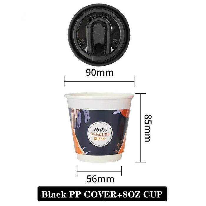 24 Piece Disposable Cups With Lids For Hot / Cold Drinks 8 / 12Oz