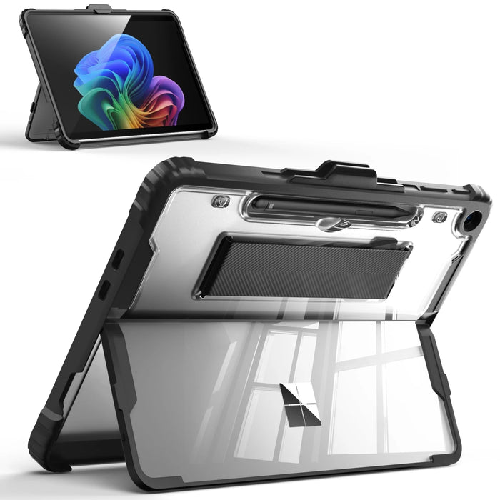 For Microsoft Surface Pro 12" 2025 All-In-One Rugged Transparent Protective Case With Pen Holder & Hand Strap