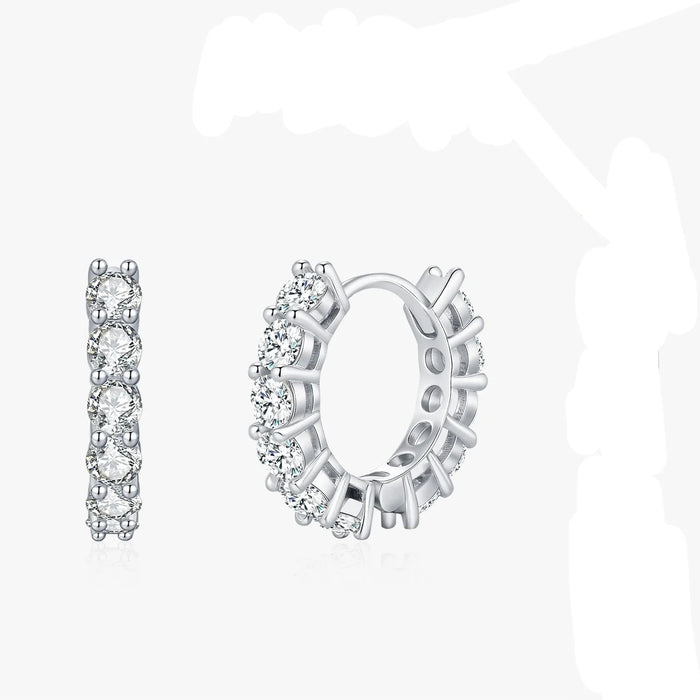 925 Sterling Silver Sparkling Moissanite Hoop Earrings For Women
