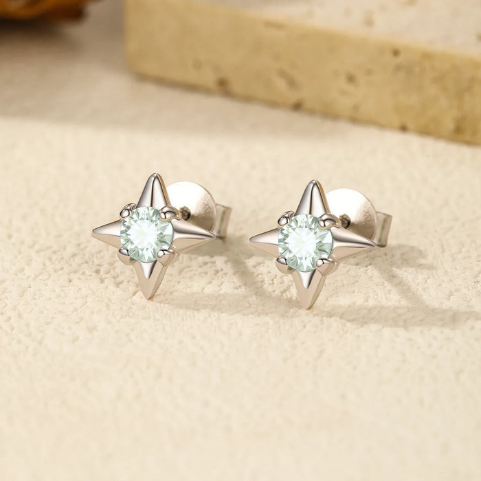 925 Sterling Silver D Colour Moissanite Stud Earrings In