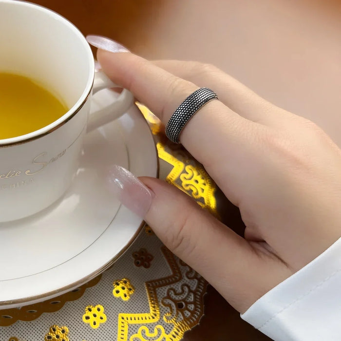 925 Sterling Silver Autumn Relief Band Ring Ethnic Jewelry For Women & Men