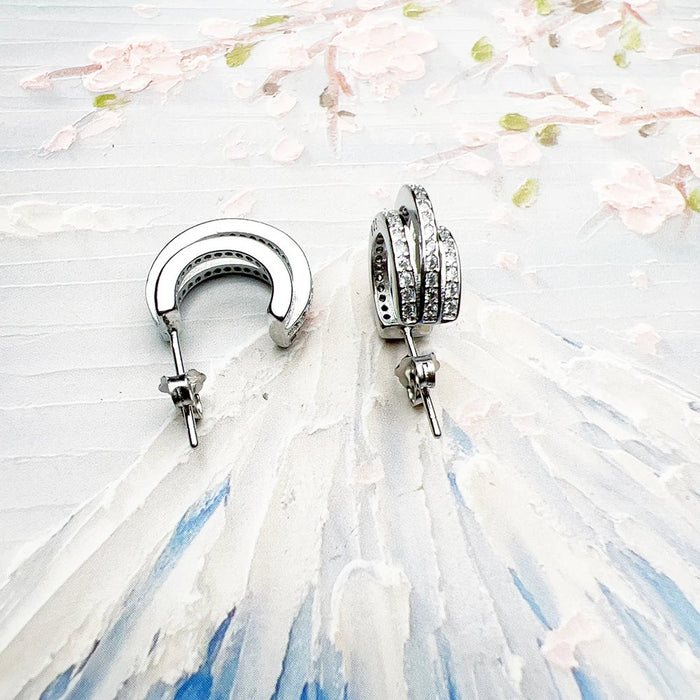 925 Sterling Silver Vintage Hinged Hoop Earrings Women Fine Jewelry