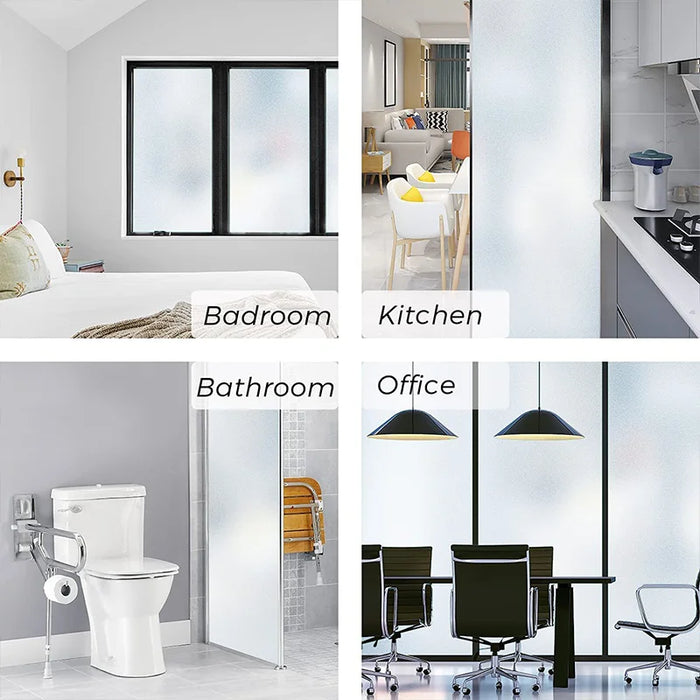 Frosted Glass Film For Home - Sun Blocking Non-Adhesive Static Cling Bathroom Door Cover