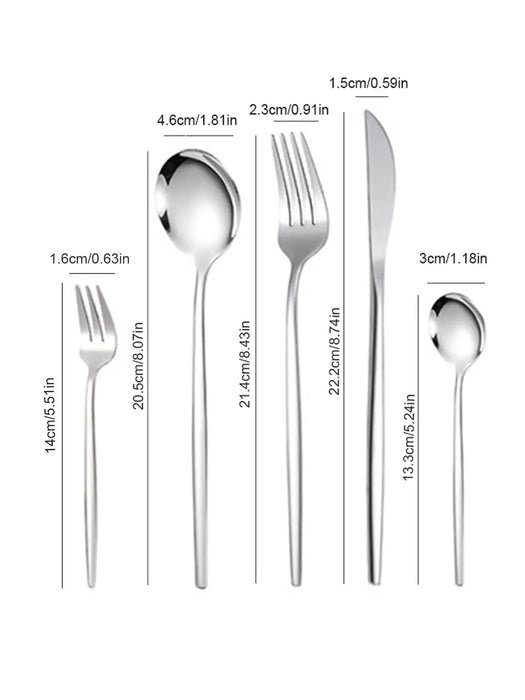 30 Piece Stainless Steel Cutlery Set With Steak Knives And Dessert Spoons