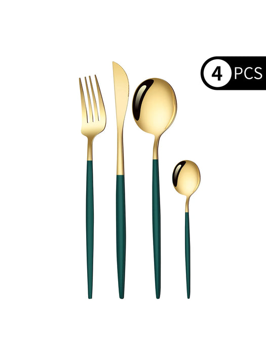 4 Piece Black Gold Stainless Steel Cutlery Set