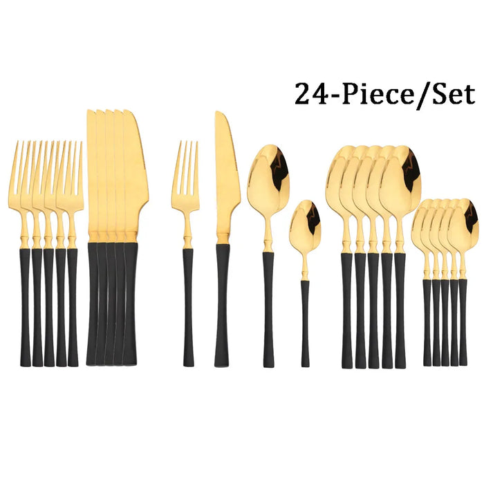 24 Piece Stainless Steel Silverware Set For Kitchen Dining