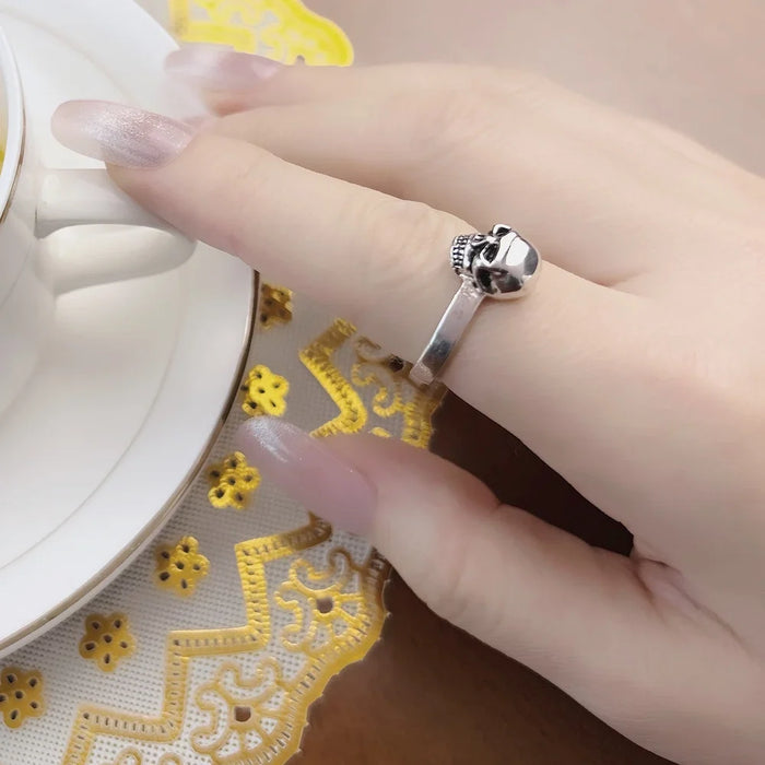 925 Sterling Silver Rebel Skull Ring Unisex Punk