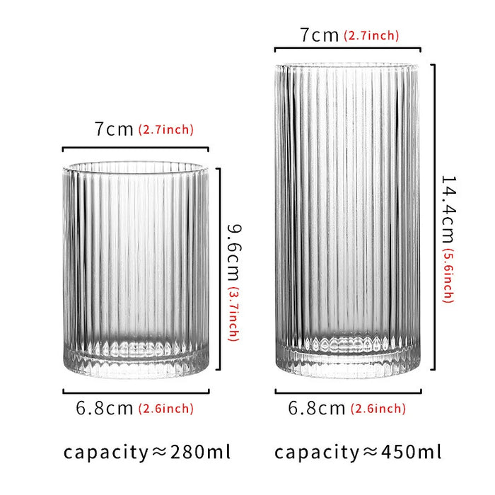 Striped Glass Cup For Coffee Juice Or Milk Perfect For Cafes Hotels And Parties